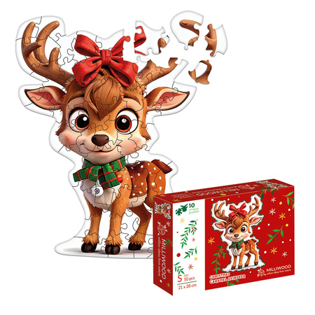Puzzle drewniane – Christmas – Reniferek – 50el.