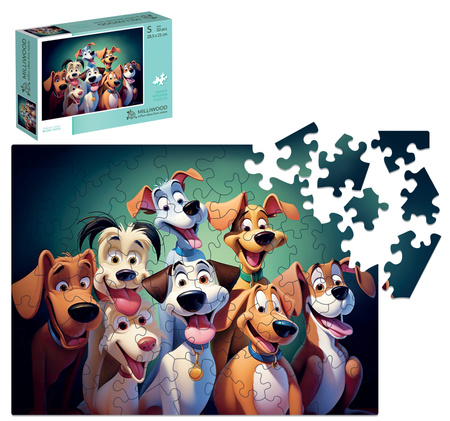 Drewniane Puzzle - Milliwood - Dream Team - Buddy Dogs - 50 Elementów
