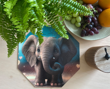Puzzle drewniane – Hi, I’m little – Słonik Ellie - 46 el.