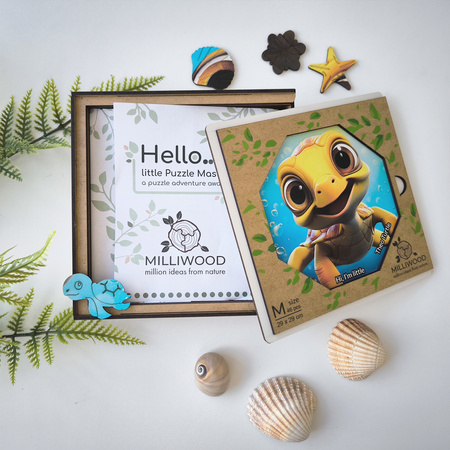Puzzle drewniane – Hi, I’m little – Żółwik Theo - 46 el.