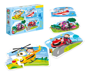 Układanka - Puzzle Baby 4w1 - Multigra - Pojazdy - dla maluszka 2+ 4 wzory