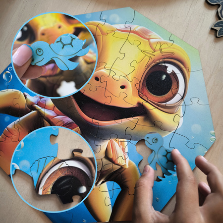 Puzzle drewniane – Hi, I’m little – Żółwik Theo - 46 el.