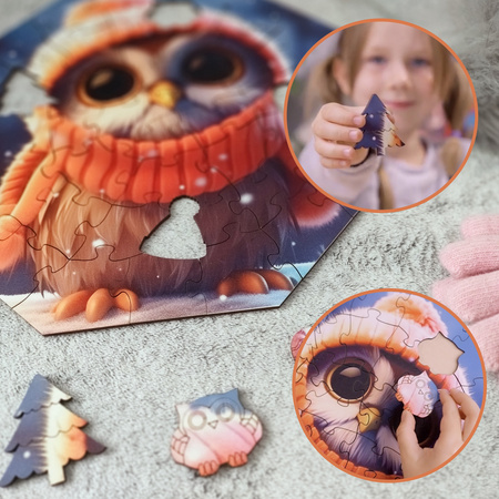 Puzzle drewniane – Hi, I’m little – Sówka Olivia - 46 el.