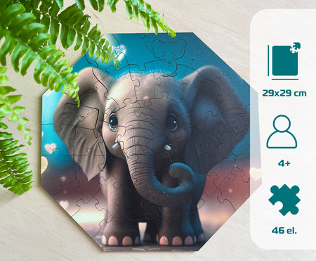 Puzzle drewniane – Hi, I’m little – Słonik Ellie - 46 el.