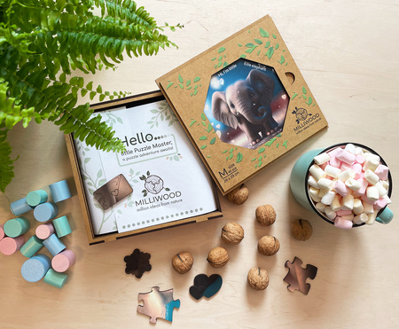 Puzzle drewniane – Hi, I’m little – Słonik Ellie - 46 el.