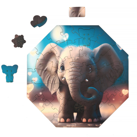 Puzzle drewniane – Hi, I’m little – Słonik Ellie - 46 el.