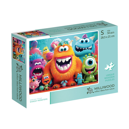 Puzzle drewniane – Dream Team – Kudłate Potworki – 50 el.