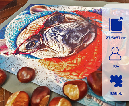 Puzzle drewniane – Cold is cool – Buldog Gustaw – 316 el.