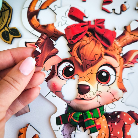 Puzzle drewniane – Christmas – Reniferek – 50el.