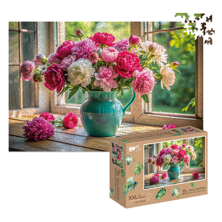 Puzzle Drewniane Milliwood - Celebrating - Kwitnące okno 500 el. 51x34 cm