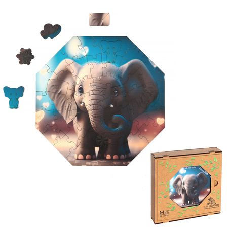 Puzzle drewniane – Hi, I’m little – Słonik Ellie - 46 el.