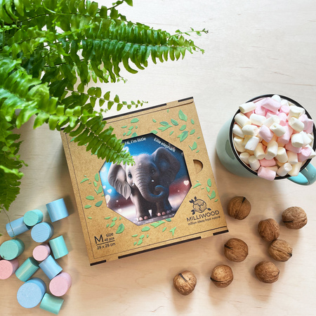 Puzzle drewniane – Hi, I’m little – Słonik Ellie - 46 el.