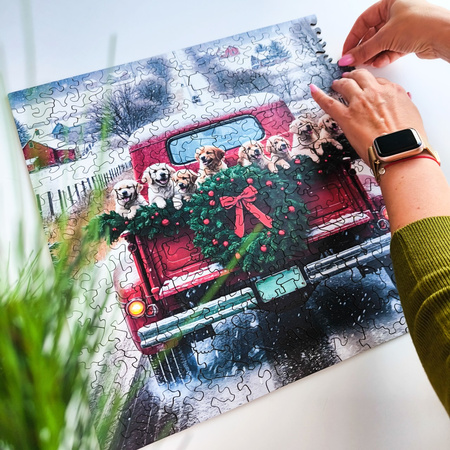 Puzzle drewniane – Christmas – Podróżujące psy – 250el.
