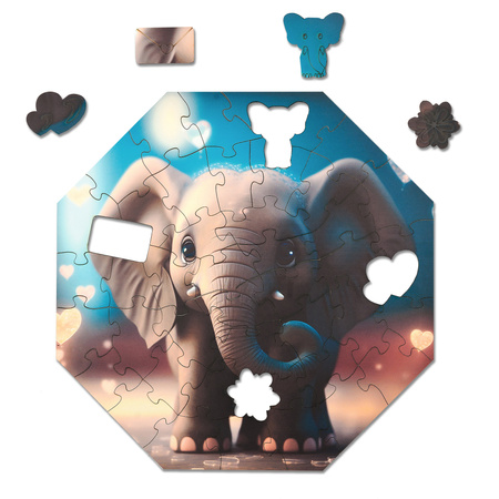 Puzzle drewniane – Hi, I’m little – Słonik Ellie - 46 el.