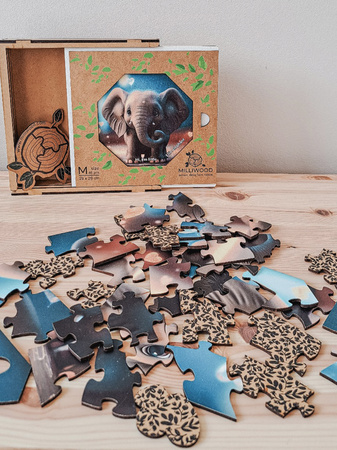 Puzzle drewniane – Hi, I’m little – Słonik Ellie - 46 el.