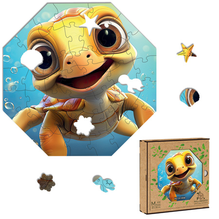 Puzzle drewniane – Hi, I’m little – Żółwik Theo - 46 el.