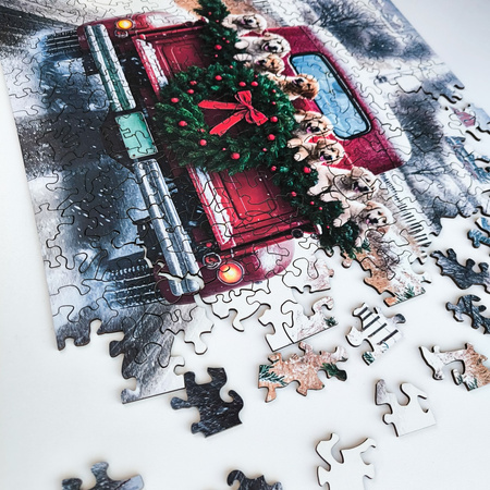 Puzzle drewniane – Christmas – Podróżujące psy – 250el.