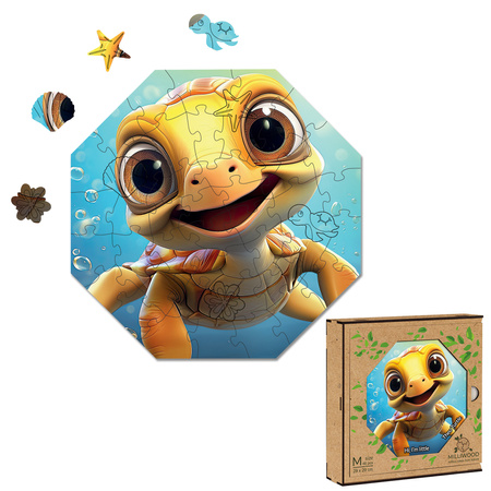 Puzzle drewniane – Hi, I’m little – Żółwik Theo - 46 el.
