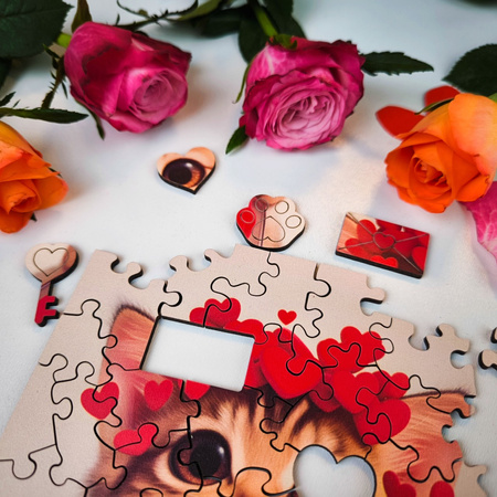 Puzzle Drewniane Milliwood - Celebrating - Kotek pełen miłości 24x20 50 el.