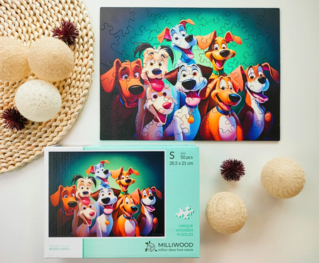 Drewniane Puzzle - Milliwood - Dream Team - Buddy Dogs - 50 Elementów