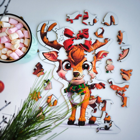 Puzzle drewniane – Christmas – Reniferek – 50el.
